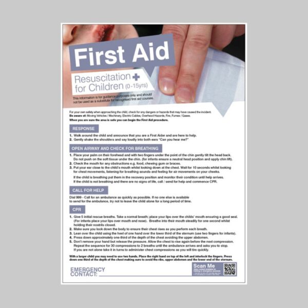 First Aid - Resuscitation For Children Poster