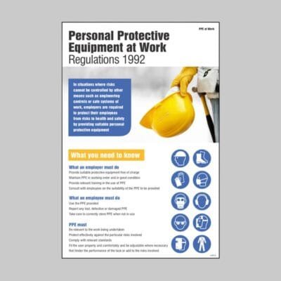 PPE - Personal Protective Equipment At Work Regulations 1992 Poster