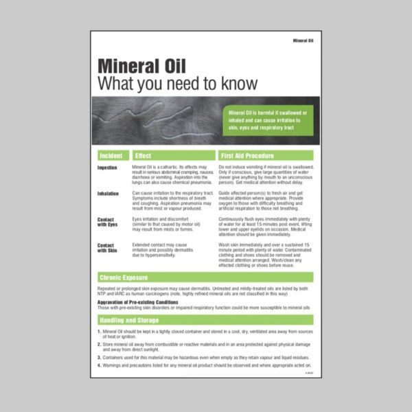 Mineral Oil Safety Poster