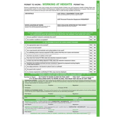 Permit To Work - Working At Height