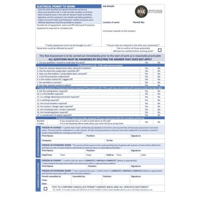 Permit To Work - Electrical - Pad of 50