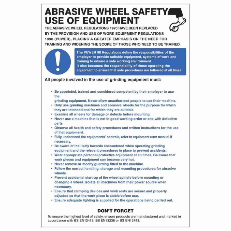 abrasive wheel regulations poster