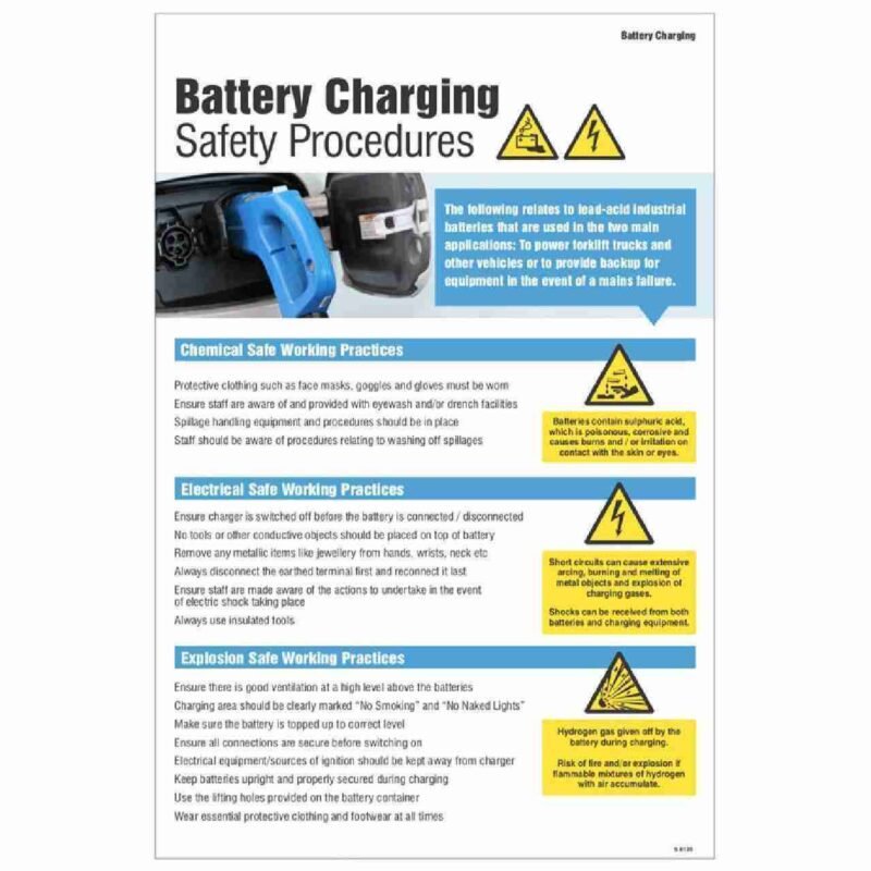 battery charging safety procedures poster