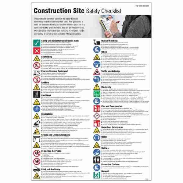 Construction Site Safety Checklist Poster