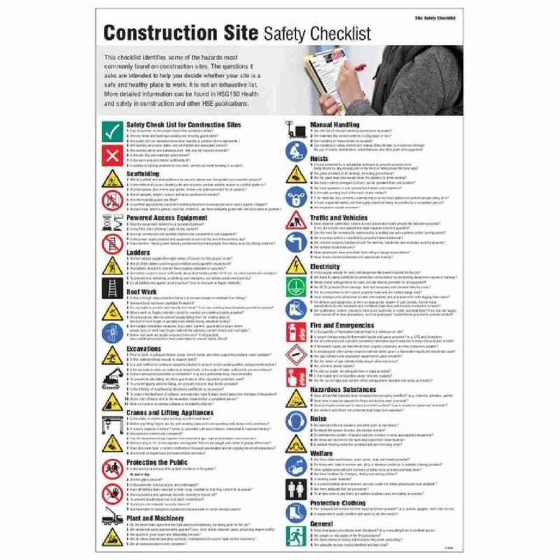 construction site safety checklist poster