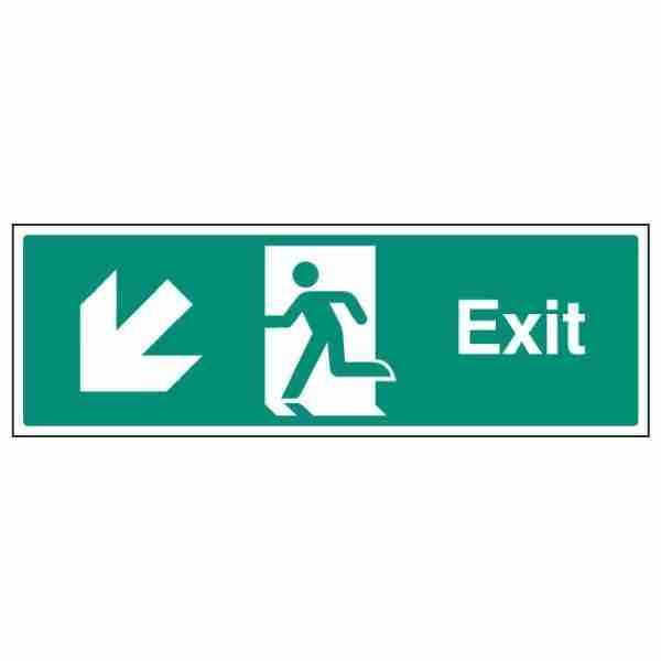 Exit sign with arrow down left