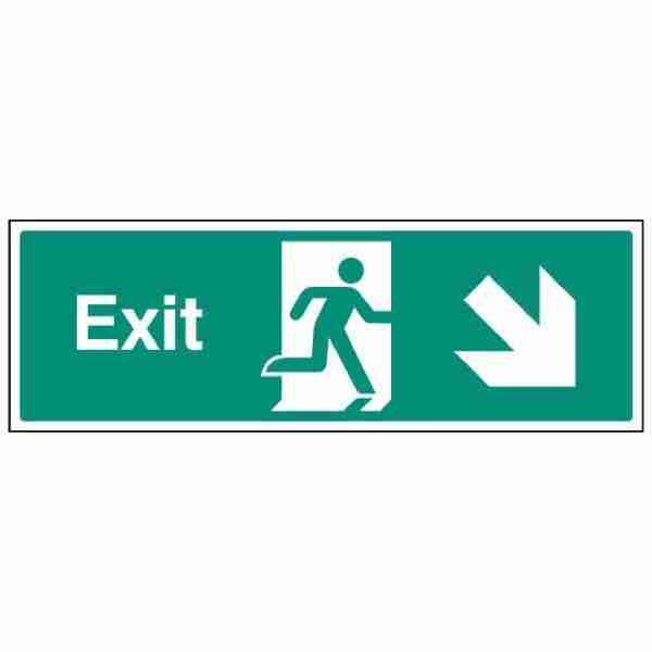 Exit sign with arrow down right