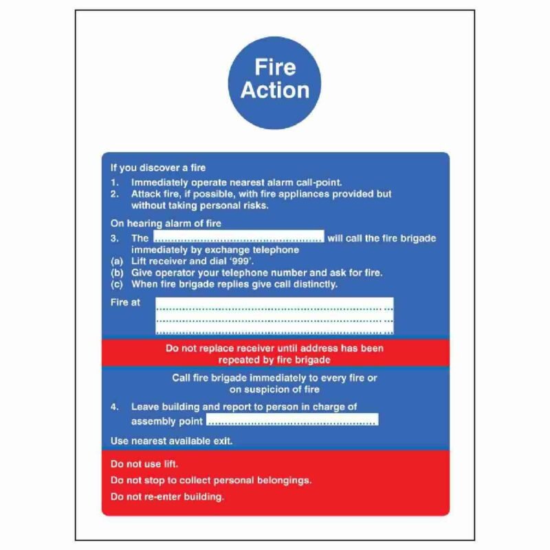 Fire Action Brigade Called Manually Do Not Use Lift