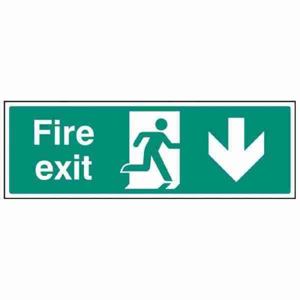 fire exit down arrow sign