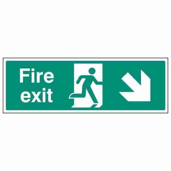 fire exit sign with arrow down right