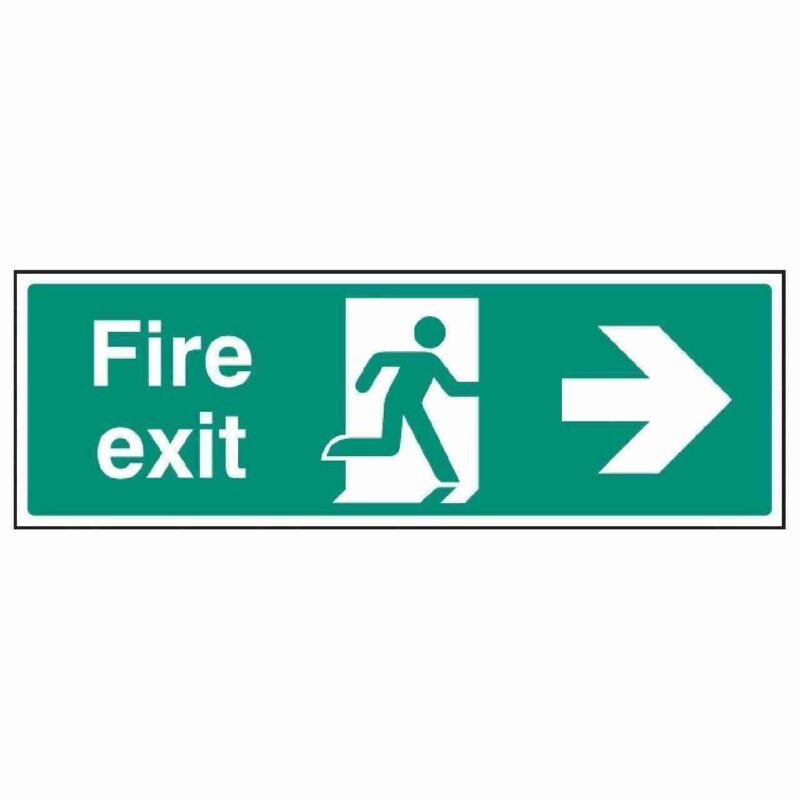 fire exit sign with arrow right