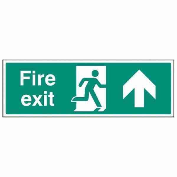 fire exit sign with arrow up