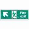 Fire exit sign with arrow pointing up and left
