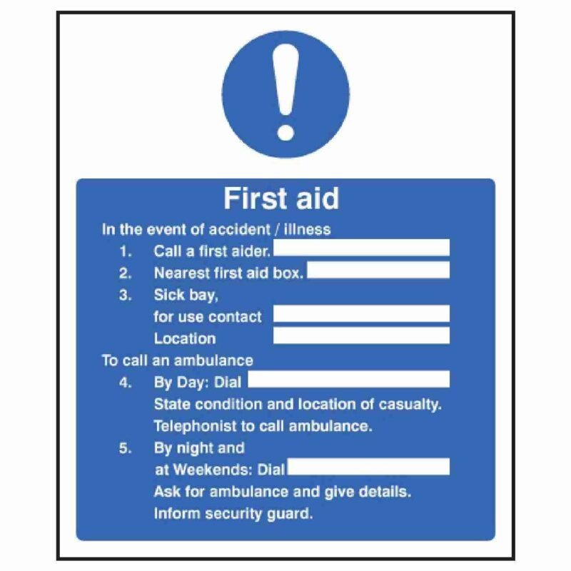 first aid in event of illness sign