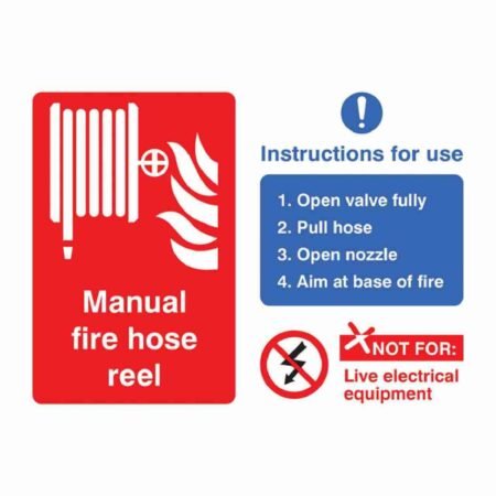 Manual Fire Hose with Instruction Sign