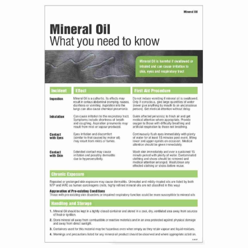 mineral oil safety poster