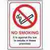No Smoking Against Law To Smoke In These Premises