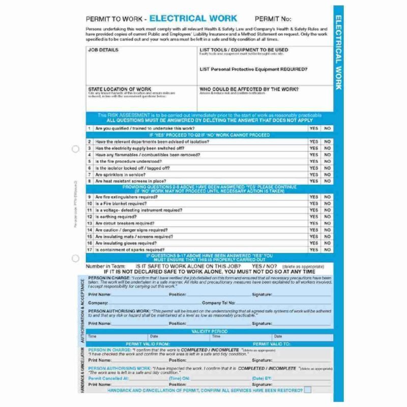 permit to work electrical