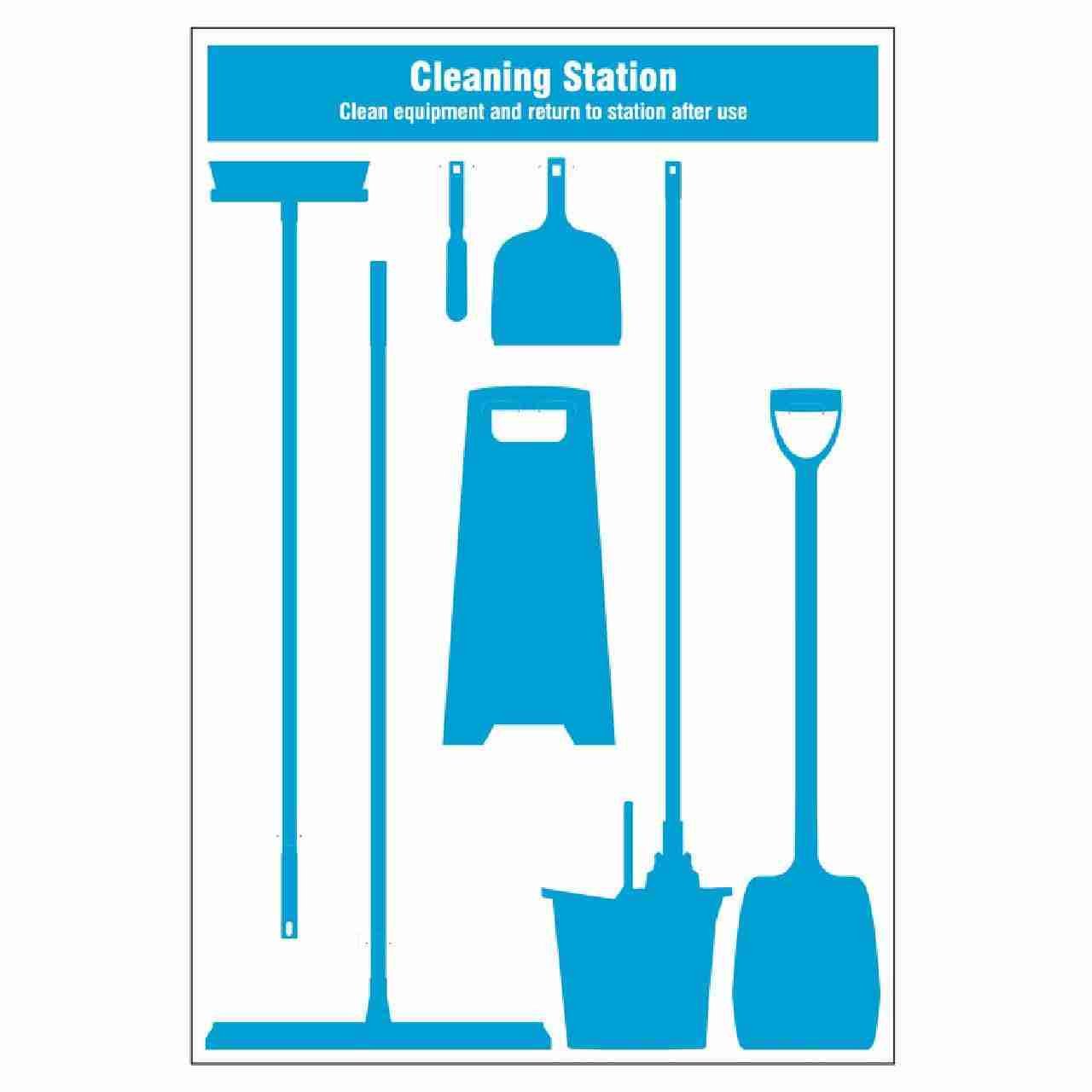 Cleaning Station Shadow Board – Complete Kit With Tools (8 Piece)