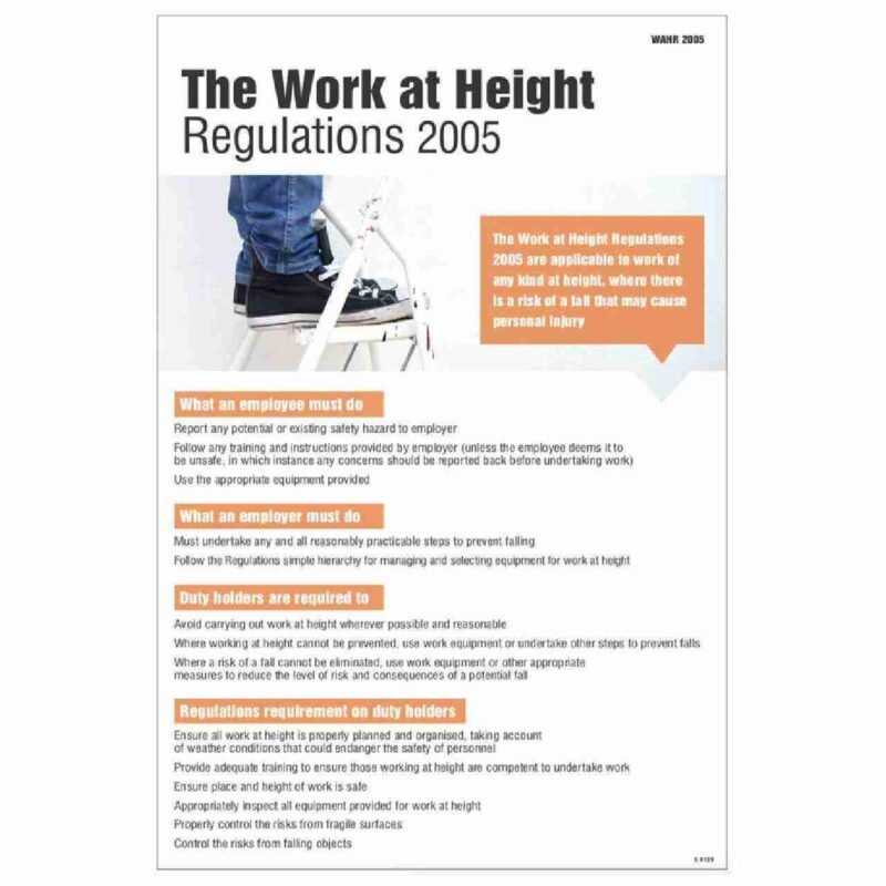 working at height regulations poster