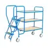 Order picking trolley with 3 steps & trays