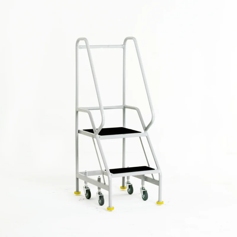 Steptek Narrow Aisle 2 Tread Mobile Steps - Double Sided Hand Rail