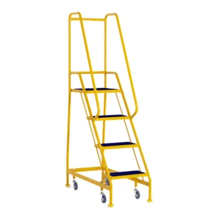 Steptek Narrow Aisle 4 Tread Mobile Steps - Double Sided Hand Rail