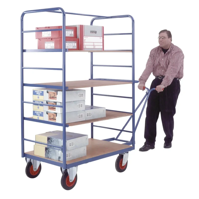 Loadtek Heavy Duty Shelf Truck Trolley With Tubular Frame Sides & Drawbar - 5 Tier