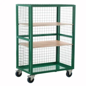 Loadtek Boxtek Mesh Distribution Trolley - Open Door Front - Plywood Shelves - 500kg Load