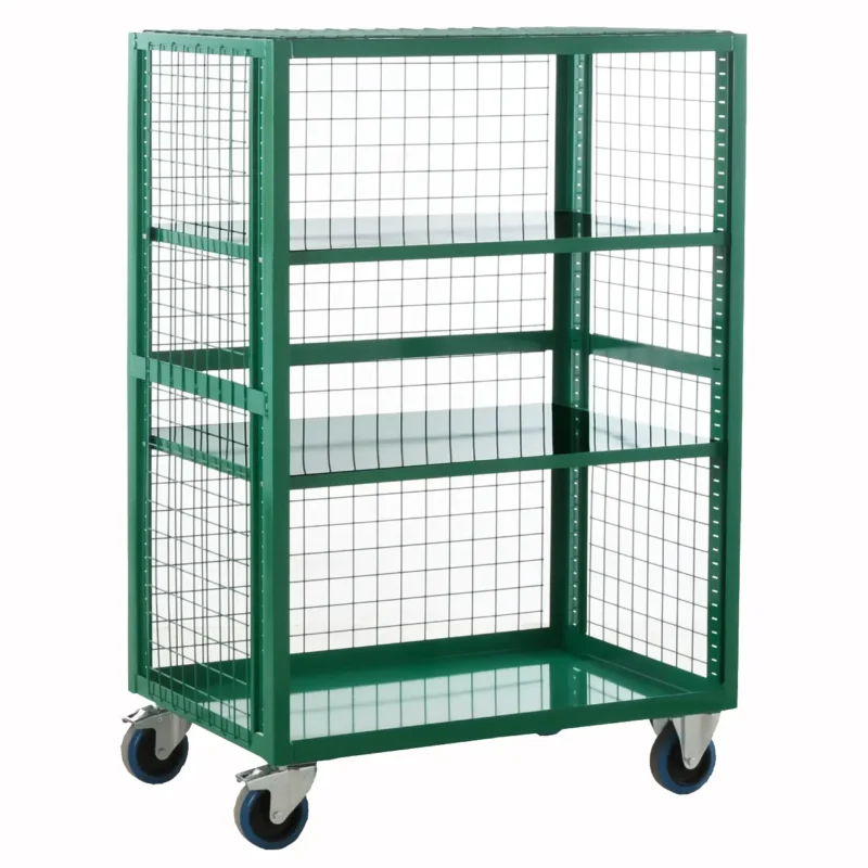 Loadtek Boxtek Mesh Distribution Trolley - Open Door Front - 2 Steel Shelves - 500kg Load