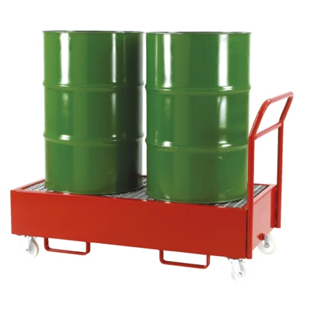 Loadtek Mobile Drum Sump Storage System Trolley Dispenser - Vertical Storage - 2 Drum