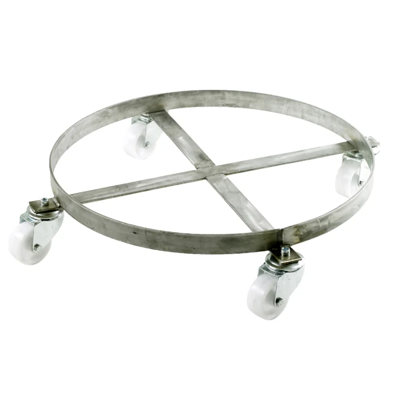 Loadtek Stainless Steel Drum Dolly - Circular 4 Wheels - 300kg Load