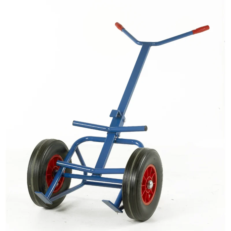 Loadtek Manual Drum Lifter Trolley Jack - 300kg Load - 2 Wheel - Solid Rubber Tyres