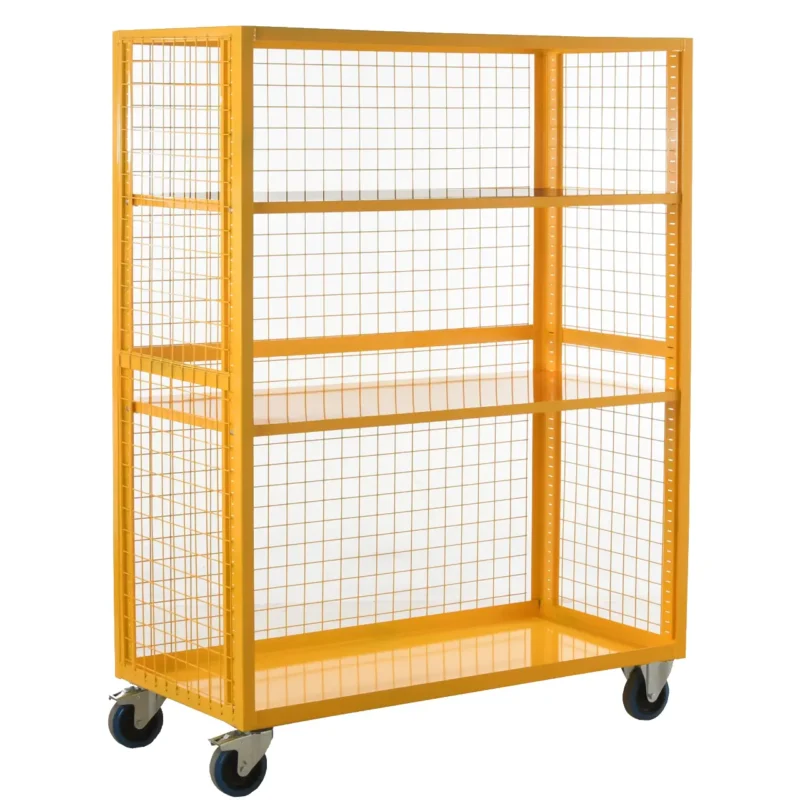 Loadtek Hazardous Boxtek Mesh Trolley - Open Door Front - 2 Steel Shelves - 500kg Load