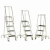 Stainless steel 3 tread mobile step platform with handrail group