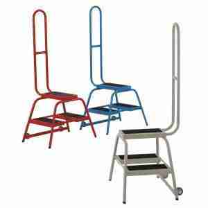 Wheel Along 2 Step Mobile Steps With Hand Rail