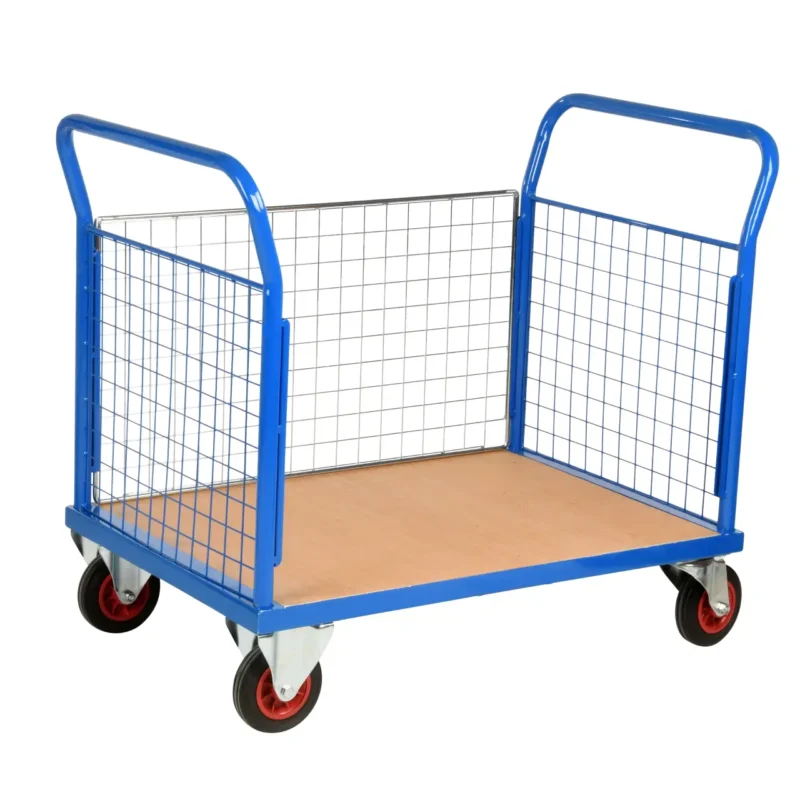 Loadtek TC500 Series Warehouse Platform Trolley Truck - Platform & 3 Sides - Mesh Sides