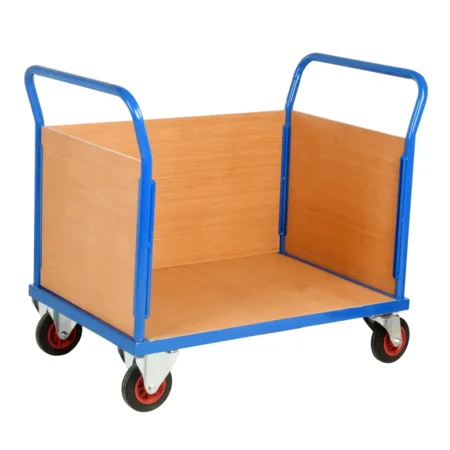 Loadtek TC500 Series Warehouse Platform Trolley Truck - Platform & 3 Sides - Timber Sides