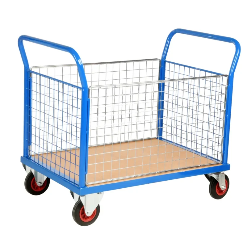 Loadtek TC500 Series Warehouse Platform Trolley Truck - Platform & 4 Sides - Mesh Sides