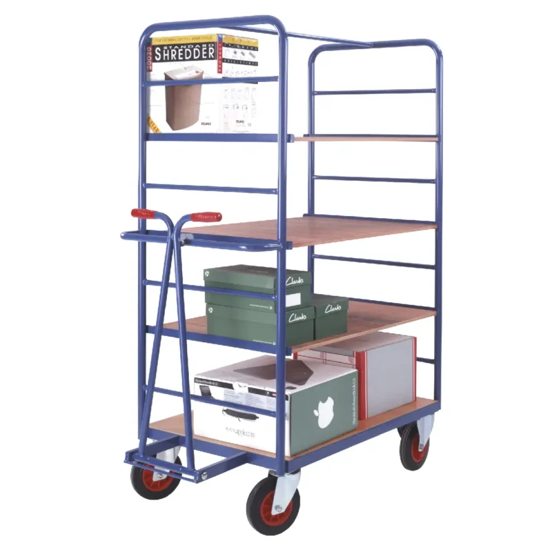 Loadtek Heavy Duty Shelf Truck Trolley - 4 Tier - 500kg Load - Drawbar Handle