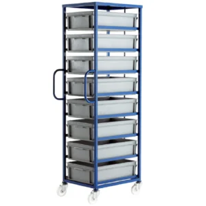 Loadtek 500 Series Mobile Container Tray Rack - Complete Kit - 8 Trays