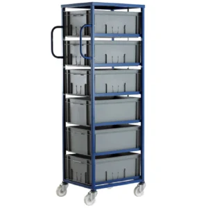 Loadtek 500 Series Mobile Container Tray Rack - Complete Kit - 6 Large Trays