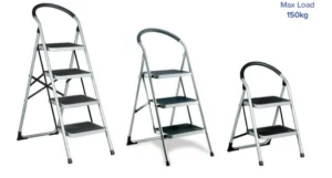 Step ladders of three different sizes with load rating