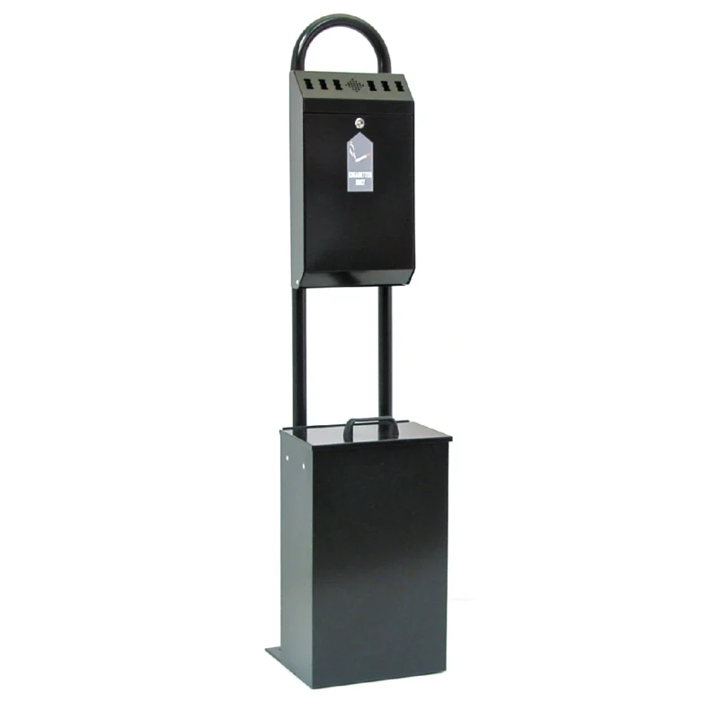 Redditek Cigarette Disposal Bin With Litter Bin - Stand Mounted Black