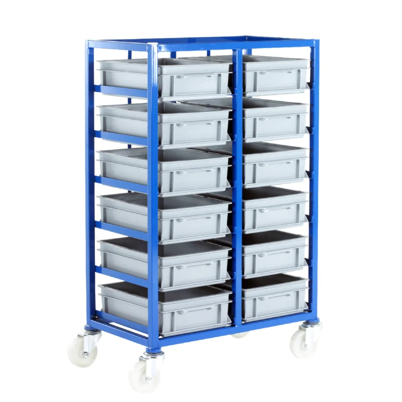 Loadtek Small Parts Storage Mobile Tray Rack - Complete Kit - 12 Trays