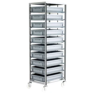 Loadtek Adjustable Storage Mobile Tray Rack - Complete Kit - 10 Trays