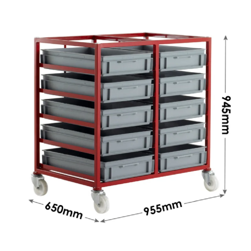 Loadtek 400 Series Mobile Tray Rack - Complete Kit - 2 x 5 Trays Sizing