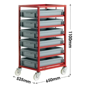 Loadtek 400 Series Mobile Tray Rack - Complete Kit - 6 Trays Sizing
