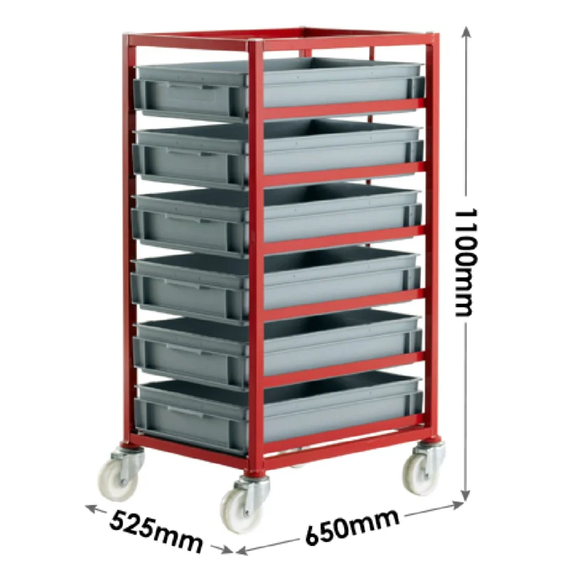 Loadtek 400 Series Mobile Tray Rack - Complete Kit - 6 Trays Sizing