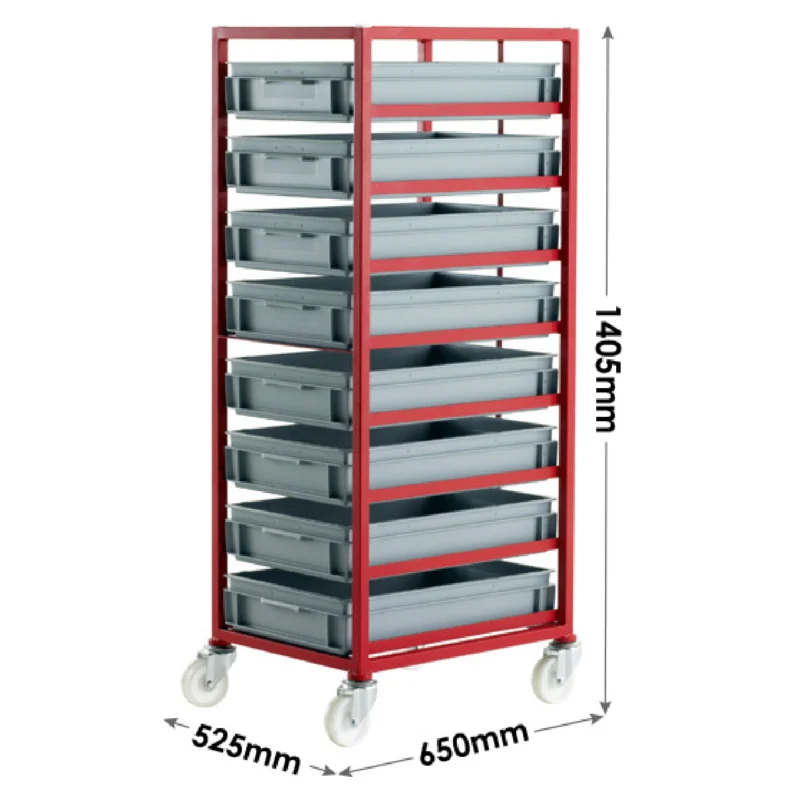 Loadtek 400 Series Mobile Tray Rack - Complete Kit - 8 Trays Sizing